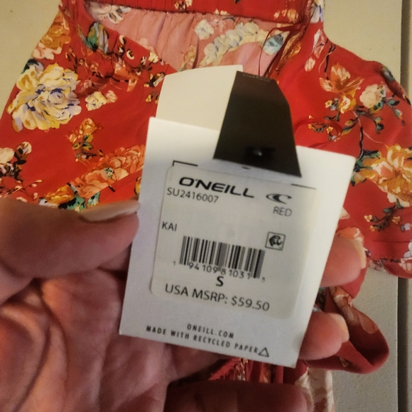 O'Neill Red Kai Floral Print Midi Dress Small NWT (5952) - Picture 6 of 8
